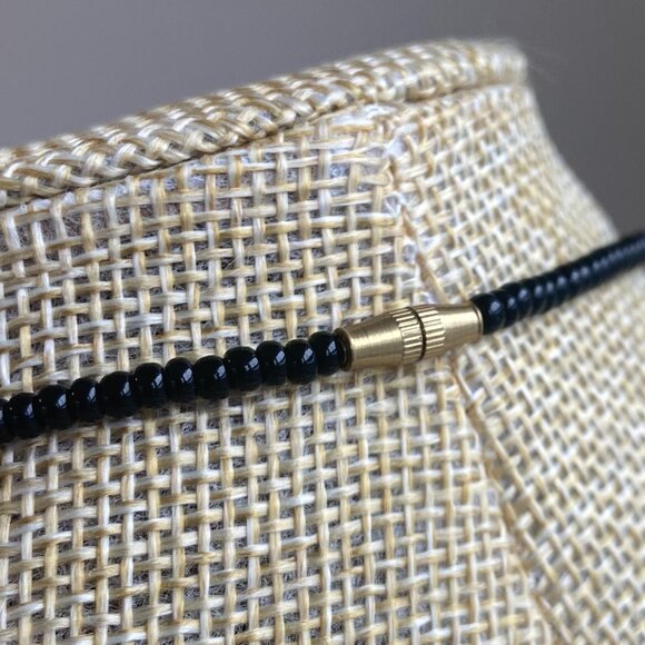 Dangle Necklace Black, Green & Black & White Swirl Beads - Picture 5 of 5